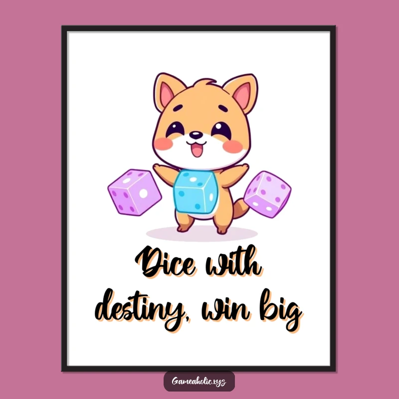 Funny Free Printable Wall Art: Juggling Dice Animal Charm, Hilarious Downloadable Decor