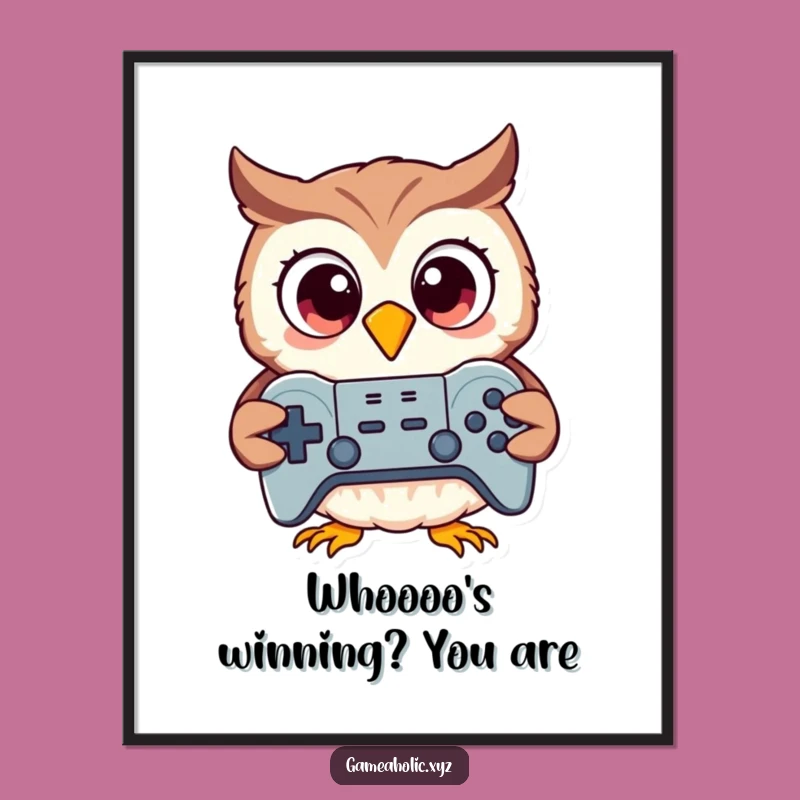 Funny Free Printable Wall Art: Owl Gamer, Gaming Decor Download