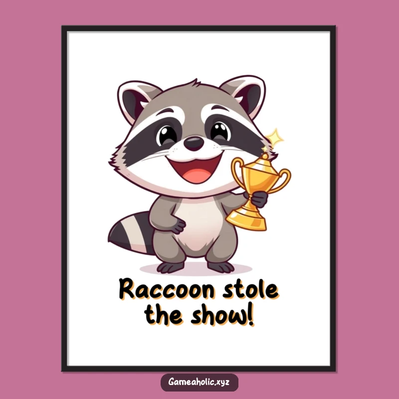Funny Free Printable Wall Art: Raccoon Trophy Winner, Award Decor