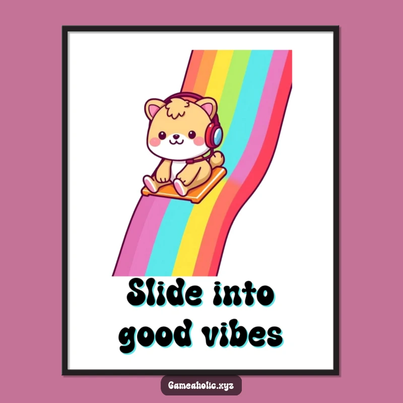 Funny Free Printable Wall Art: Rainbow Slide Animal for Colorful Downloadable Decor