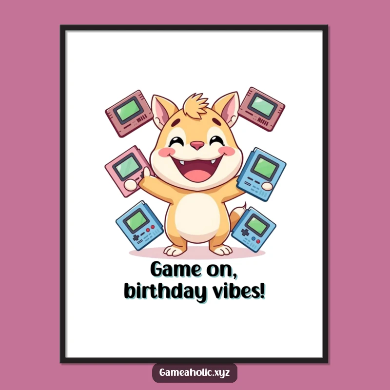 Funny Free Printable Wall Art: Juggling Gamer Animal Decor, Humorous Downloadable Art Print