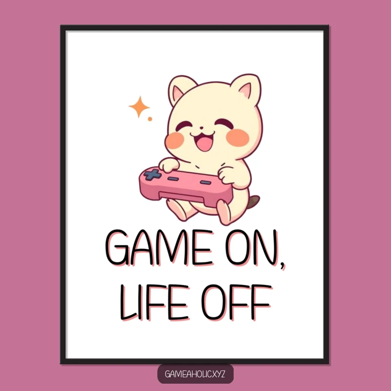 Free Printable Wall Art: Joyful Gamer Creature! Humorous Downloadable Decor