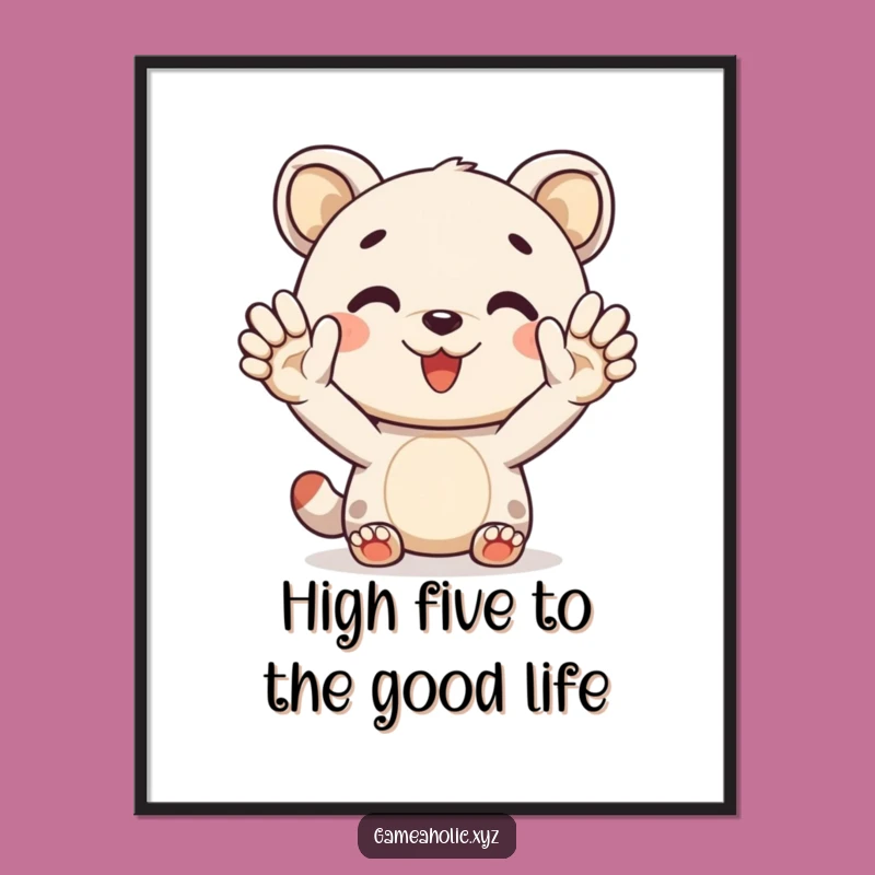 Funny Free Printable Wall Art: High-Five Cheer Animal, Downloadable Art for Your Space