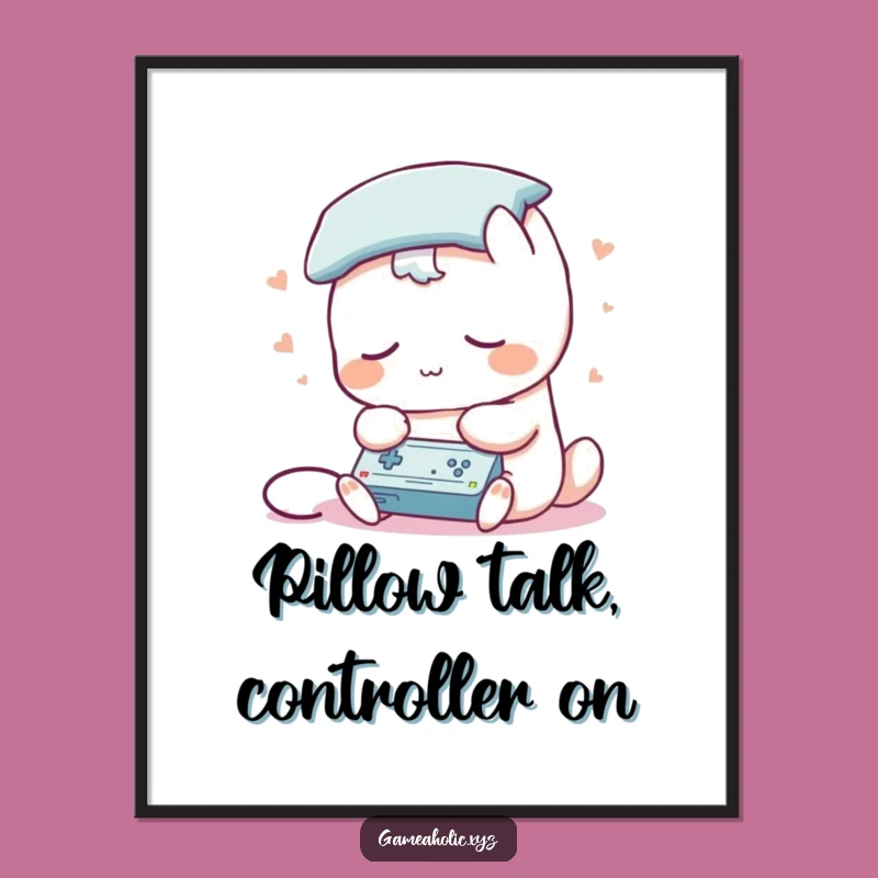 Free Printable Sleepy Gamer Wall Art: Pillow Head Gaming Scene Downloadable Decor