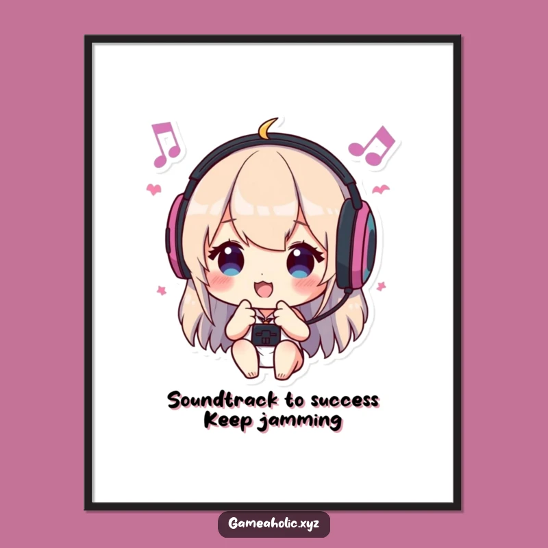 Free Printable Wall Art: Funny Gamer Headphone Guy Bobbing Downloadable Art Gift