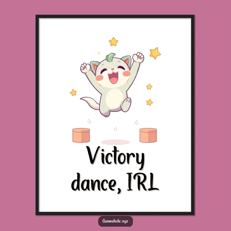 Funny Free Printable Wall Art: Creature Leaping in Virtual Victory!