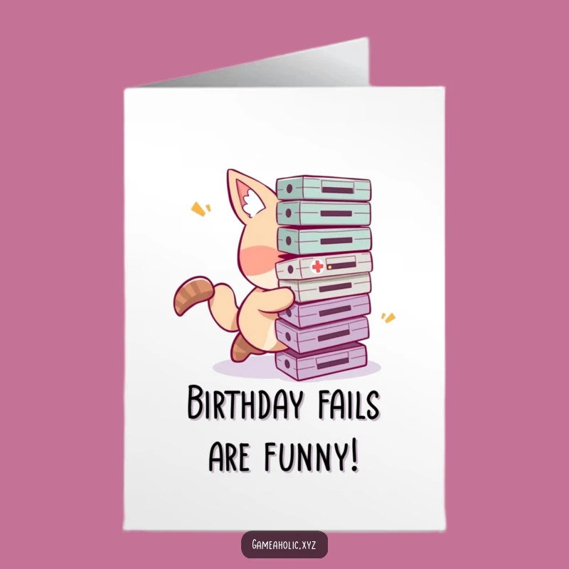 Clumsy Gamer Animal Free Printable Birthday Card - Funny Downloadable Gift Fumble
