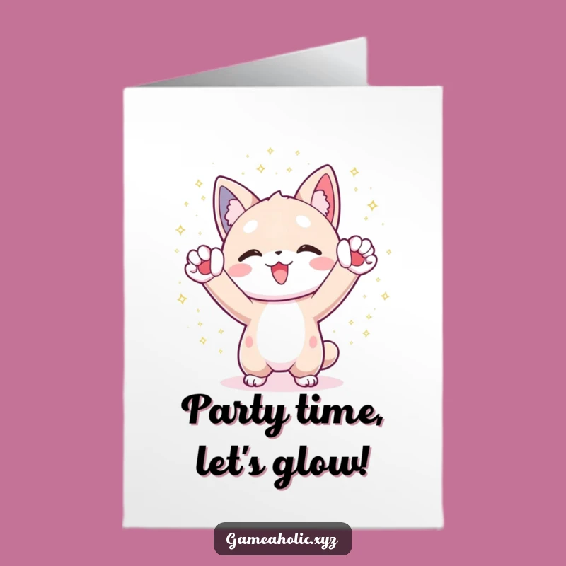 Free Printable Birthday Card: Cheering Character, Sparkly Fun Downloadable Gift