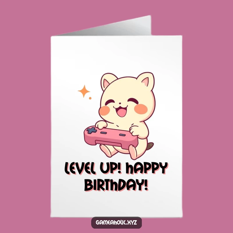 Free Printable Birthday Card: Joyful Gamer Creature! Downloadable Fun Gift