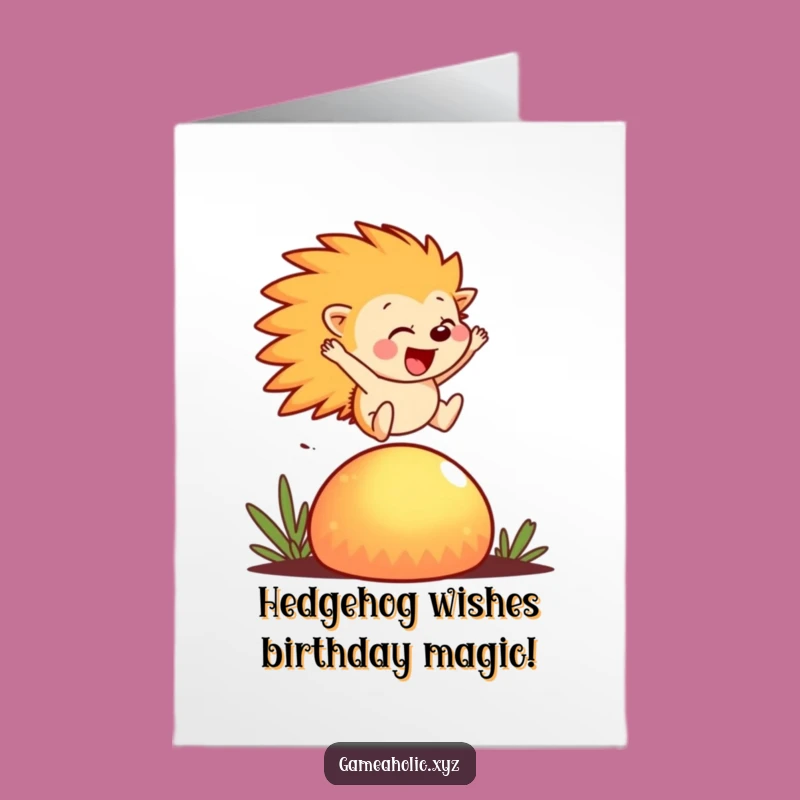 Free Printable Birthday Card: Joyful Hedgehog, Funny Downloadable Gift for a Magical Celebration
