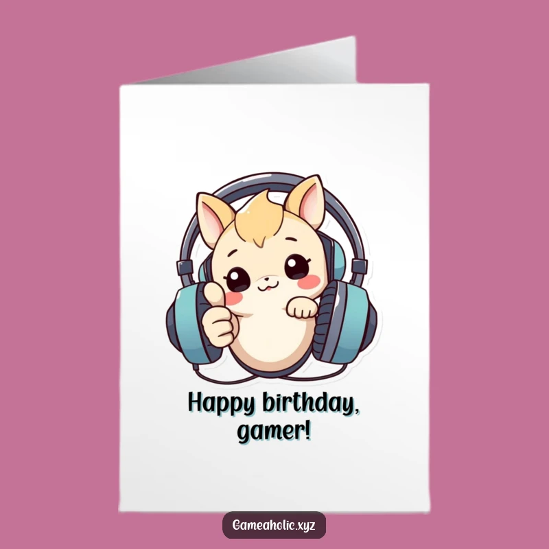 Free Printable Birthday Card: Thumbs Up Gamer Creature!