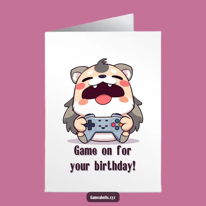 Free Printable Gamer Birthday Card - Yawning Animal Play All Day Gift