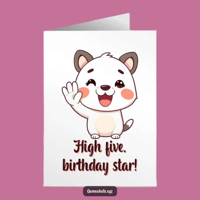 Free Printable Cheerful Animal Birthday Card: High-Five Downloadable Funny Gift