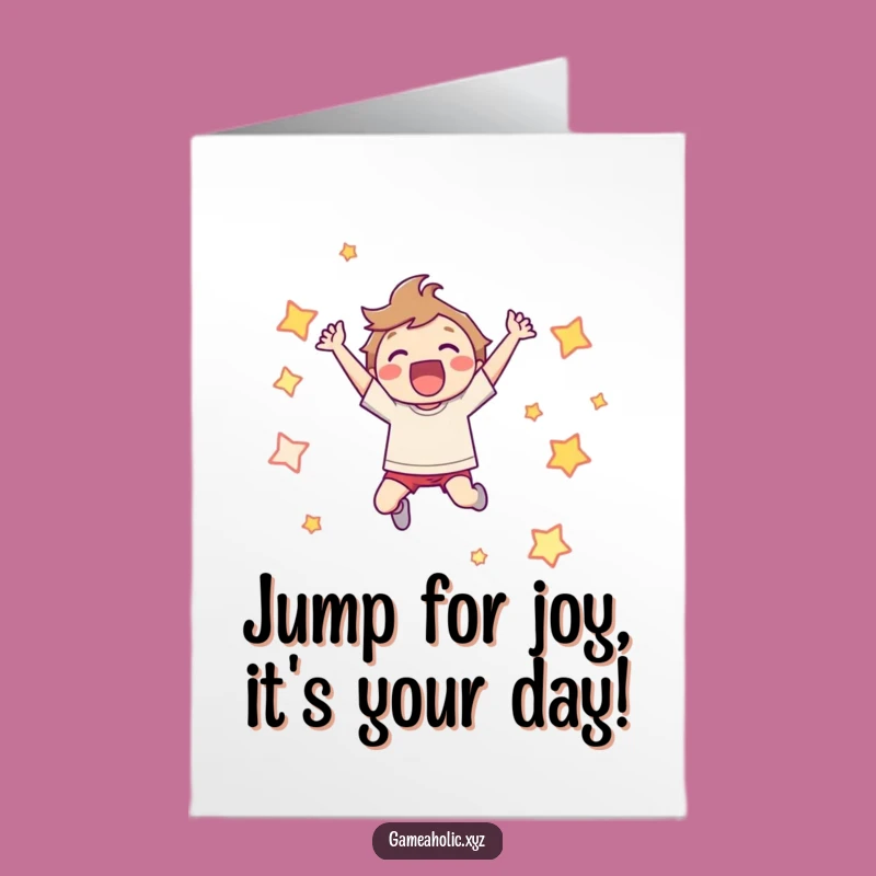 Free Printable Birthday Card: Pixel Star Joy Leap, Perfect Downloadable Gift!