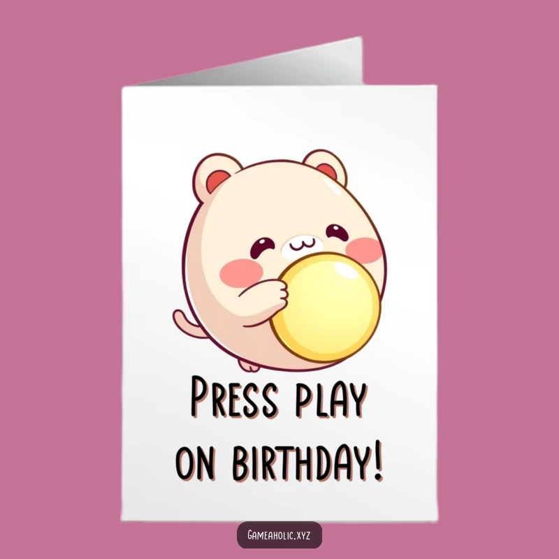 Free Printable Round Animal Button Birthday Card: Eager Push Downloadable Funny Gift