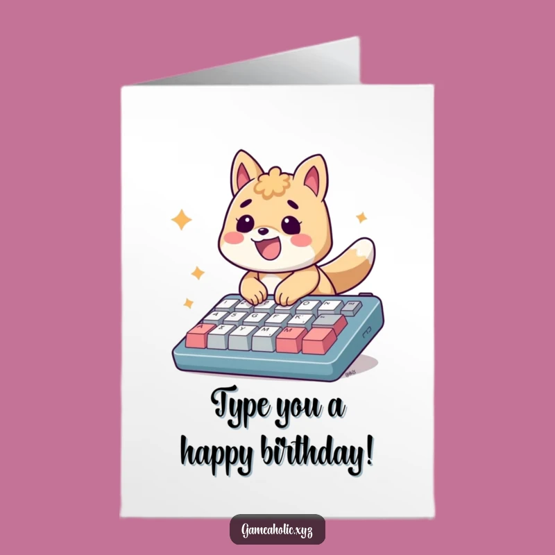 Typing Fast Free Printable Birthday Card - Energetic Animal Downloadable Gift