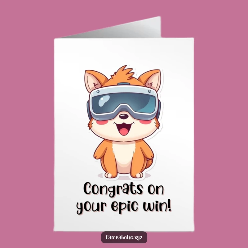 Free Printable Funny VR Animal Congrats Card: Oversized Goggles Downloadable Gift