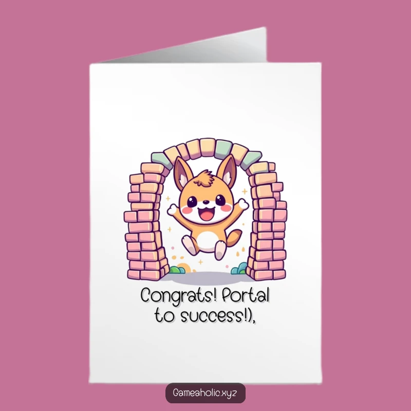 Free Printable Congrats Card: Animal Leaps Through Pixel Portal Funny Gift