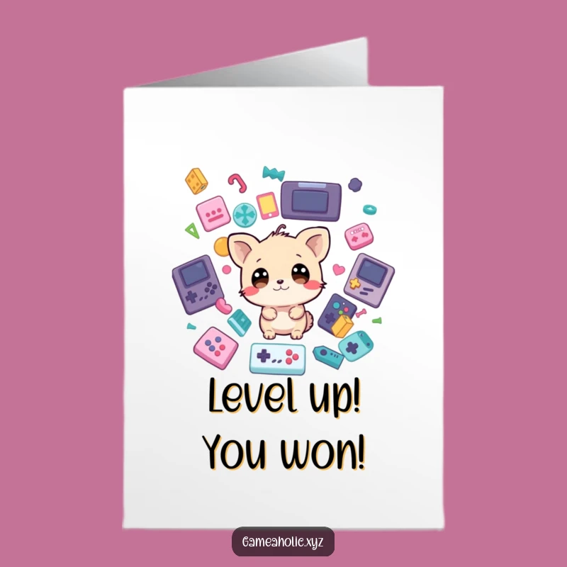 Free Printable Congrats Card: Gaming Animal Victory Surprise, Downloadable Celebration Gift