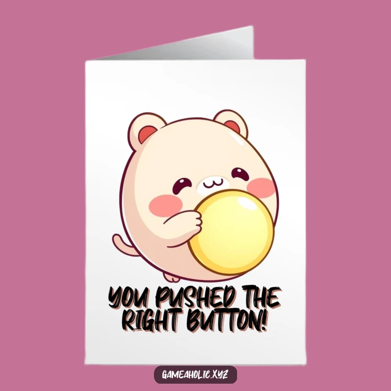 Free Printable Congrats Round Animal Card: Button Press Success Downloadable Gift