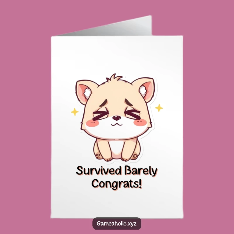 Free Printable Exhausted Animal Congrats Card - Smiling Through Effort Downloadable