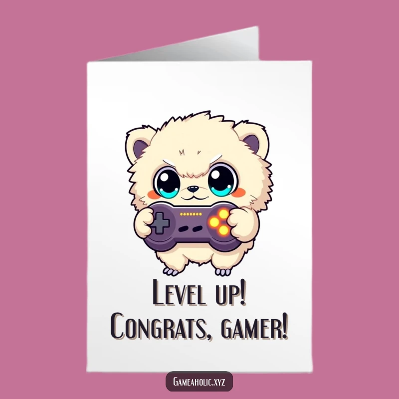 Free Printable Gamer Congrats Card: Fuzzy Creature Wins! Downloadable for Any Achievement