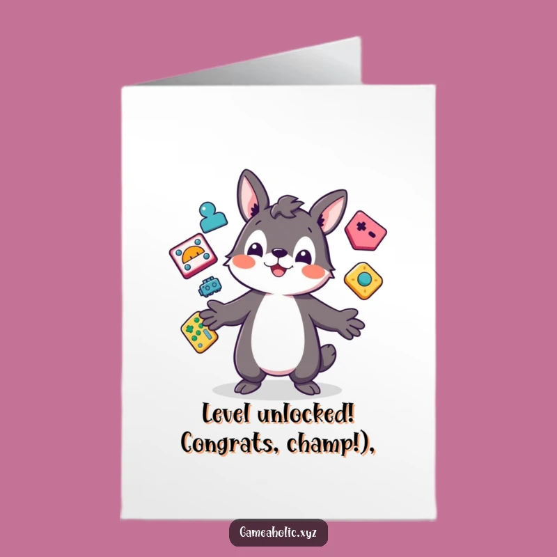 Free Printable Congrats Card: Animal Juggles Icons Achievement Funny Downloadable Gift