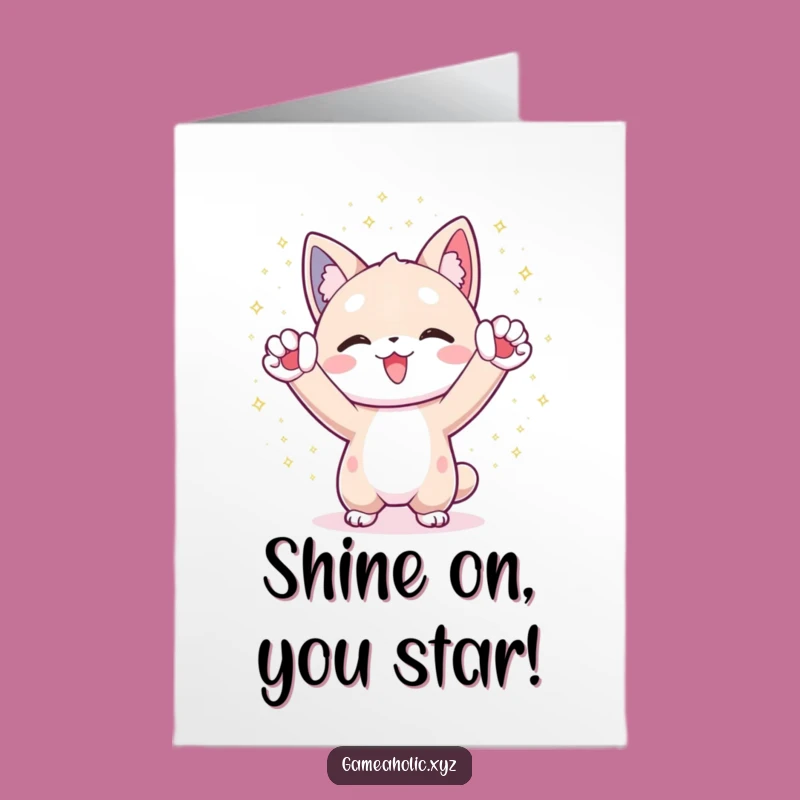 Free Printable Congrats Card: Cheering Character, Digital Sparkle Downloadable