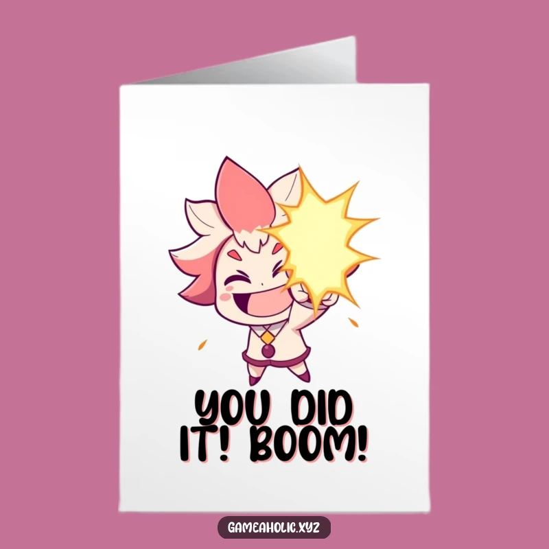 Free Printable Congrats Card: Funny Energy Blast Character, Humorous Downloadable