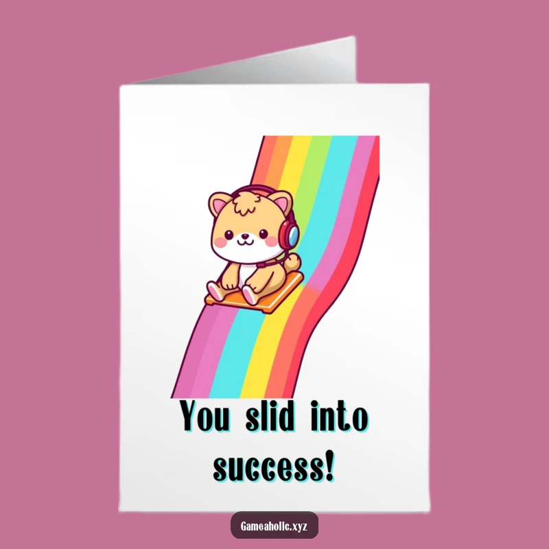 Free Printable Congrats Card: Rainbow Slide Animal for Your Awesome Downloadable Gift