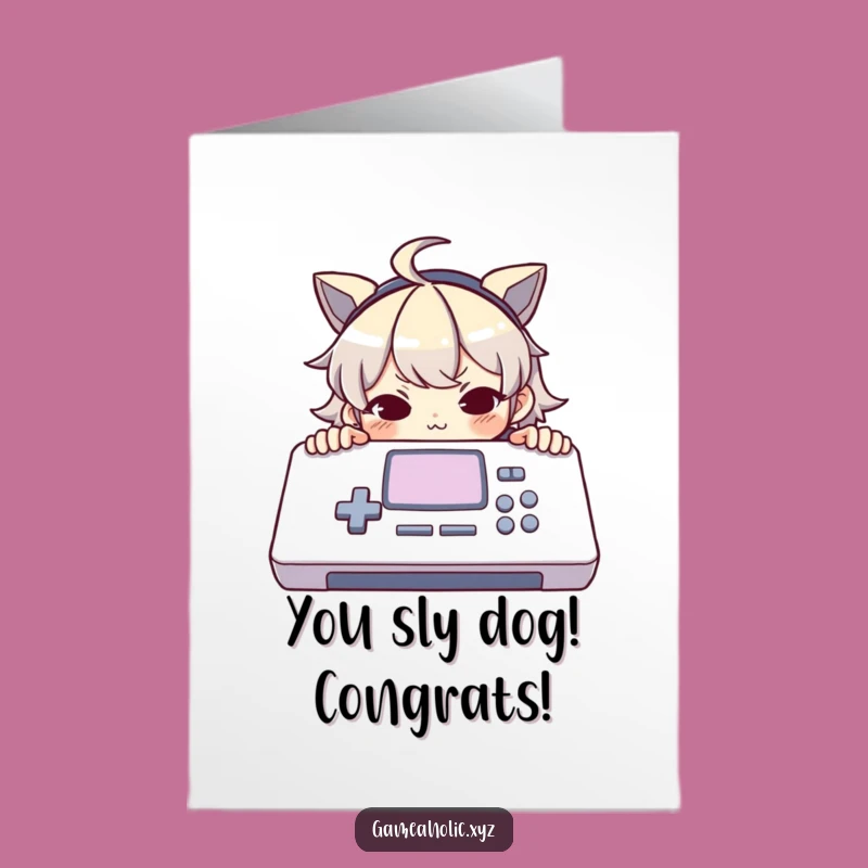 Free Printable Congrats Card: Mischievous Console Character Downloadable Gift