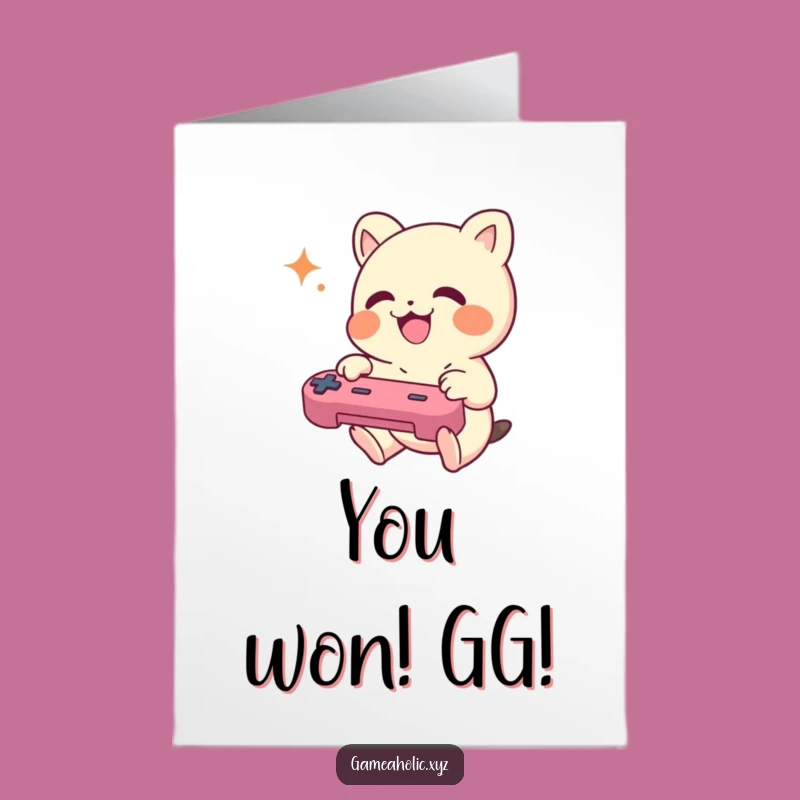Free Printable Congrats Card: Gamer Creature's Joy! Downloadable Win Gift