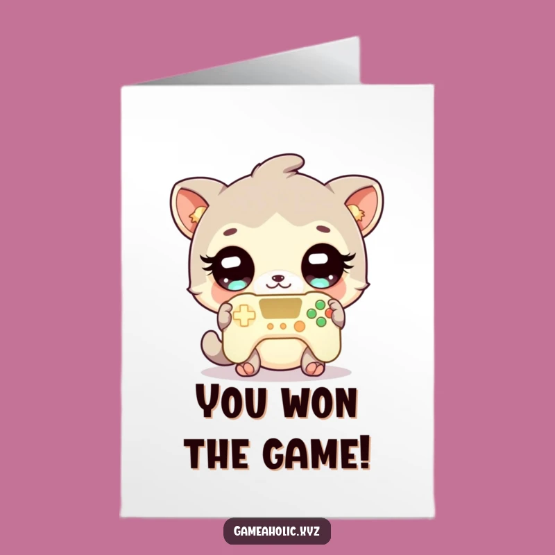 Victory Gamer Animal Free Printable Congrats Card - Humorous Downloadable Achievement Gift