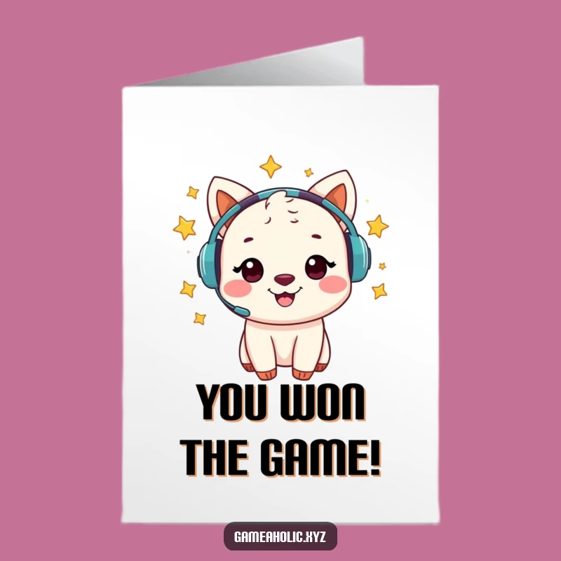 Free Printable Congrats Card: Star Gamer Animal Victory, Funny Downloadable Gift!