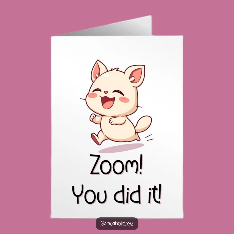 Free Printable Congrats Card: Speedy Laughing Creature's Victory - Funny Downloadable Gift