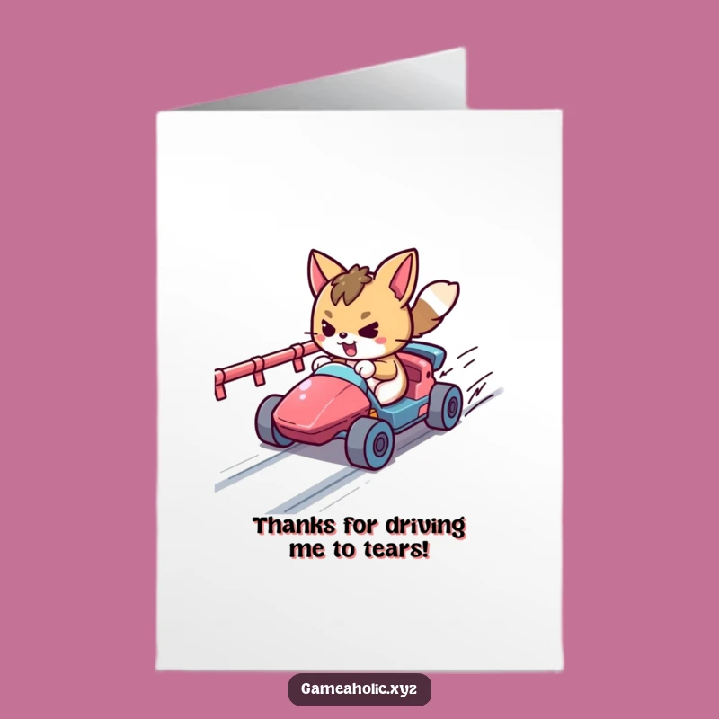 Free Printable Funny Animal Racer Thank You Card: Pixel Track Downloadable Gift