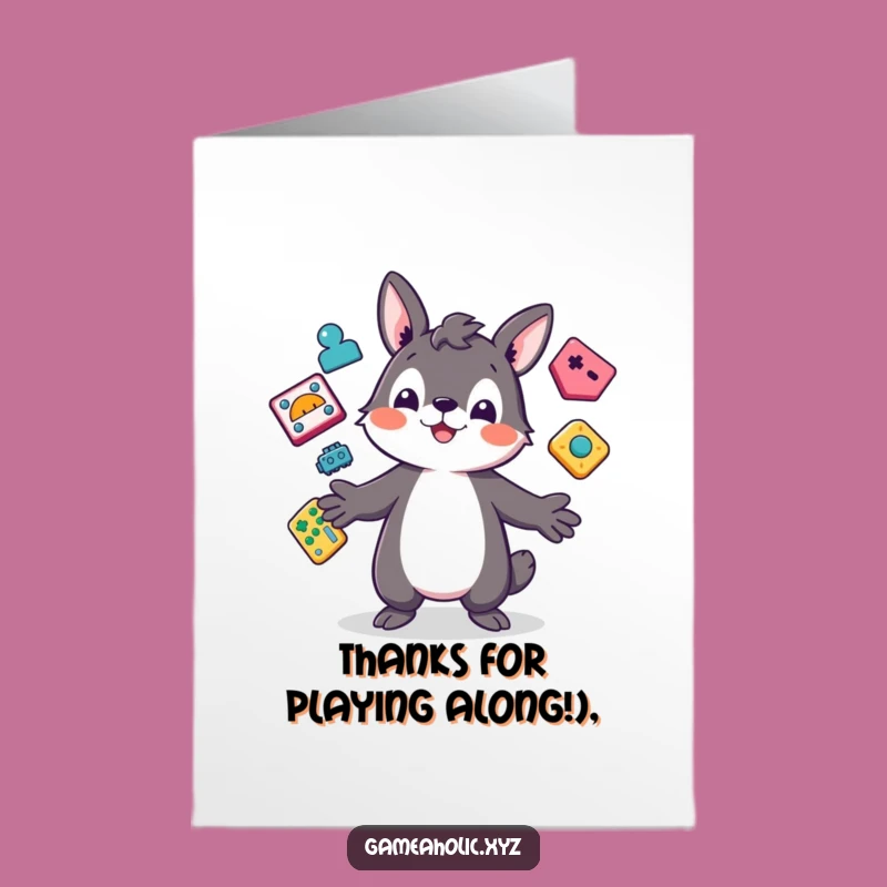 Free Printable Thank You Card: Animal Juggles Icons Thanks Funny Downloadable Gift