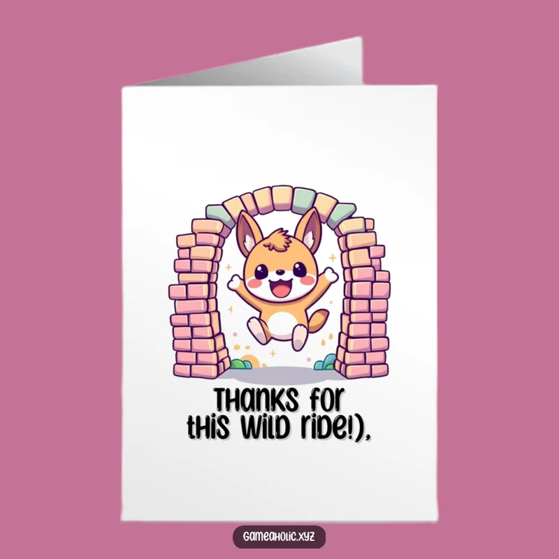 Free Printable Thank You Card: Animal Leaps Through Pixel Portal Funny Gift