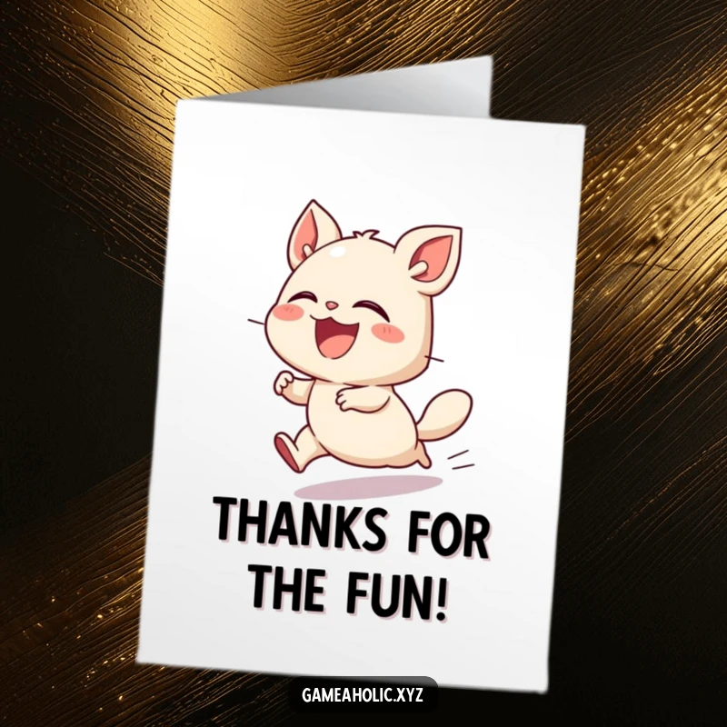 Funny Free Printable Thank You Card: A joyful creature laughing heartily while zipping along at incredible speed, radiating pure happiness.