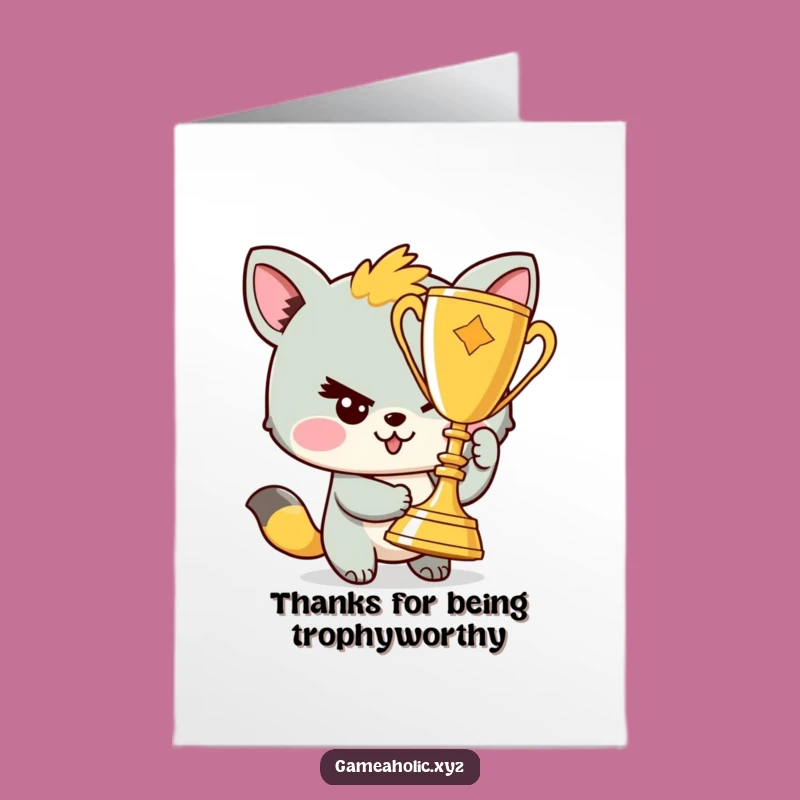 Free Printable Thank You Card: Winking Trophy Winner, Funny Downloadable Gift