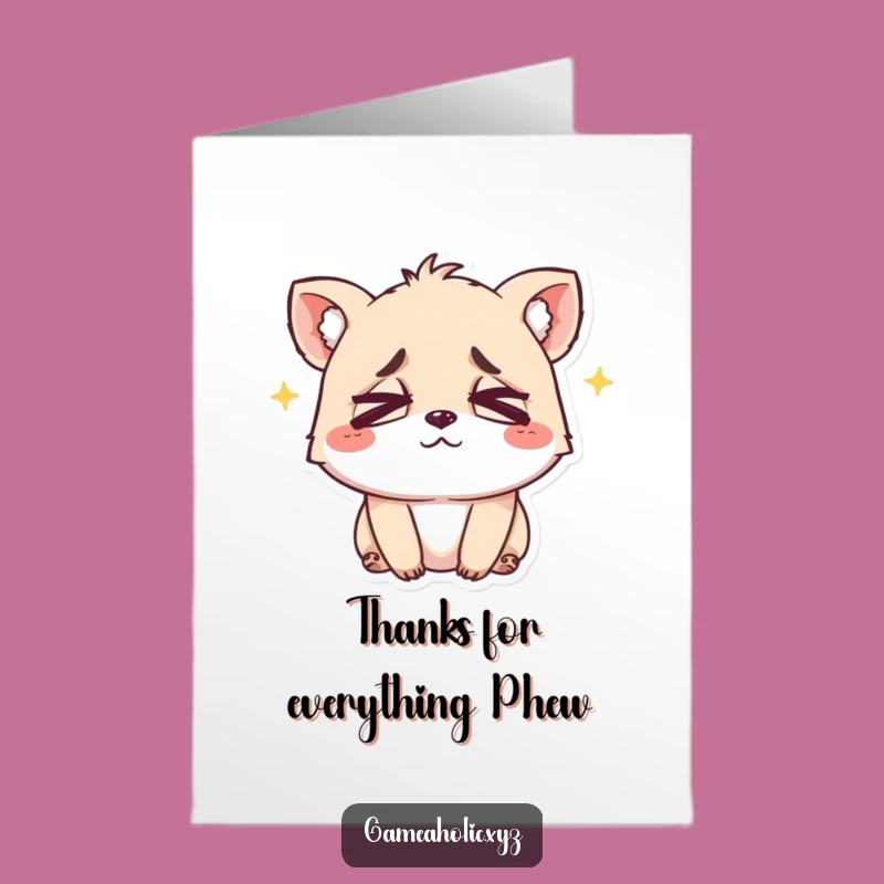 Free Printable Exhausted Animal Thank You Card - Grateful Smile Downloadable