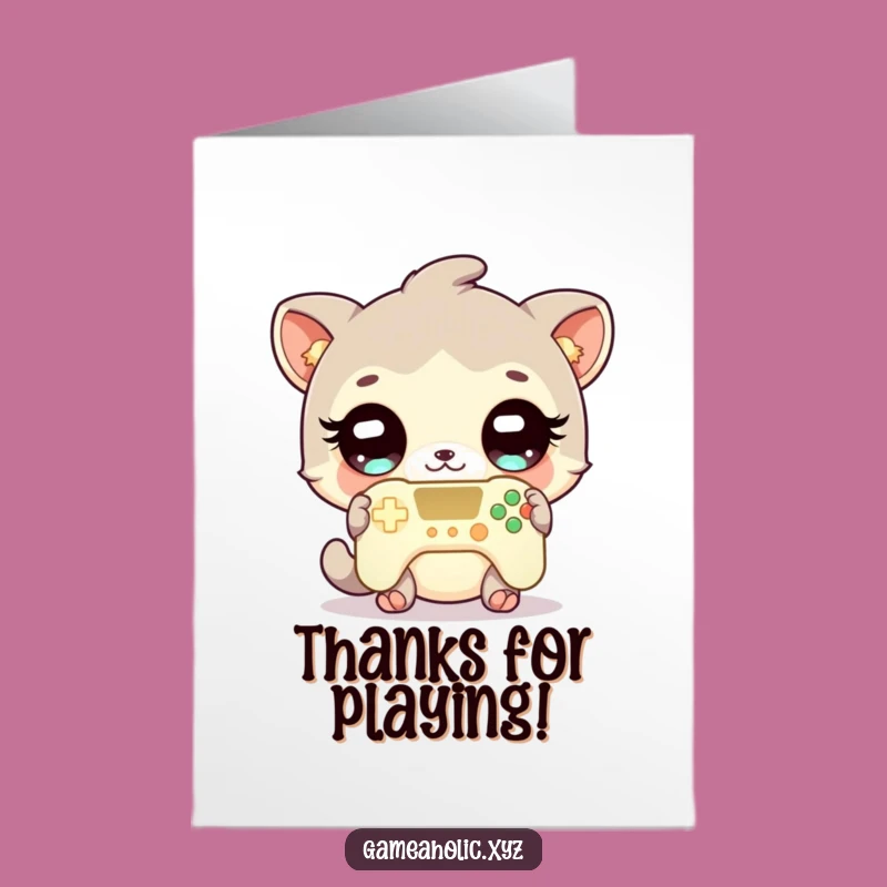 Thank You Gamer Animal Free Printable Card - Humorous Downloadable Gratitude Gift