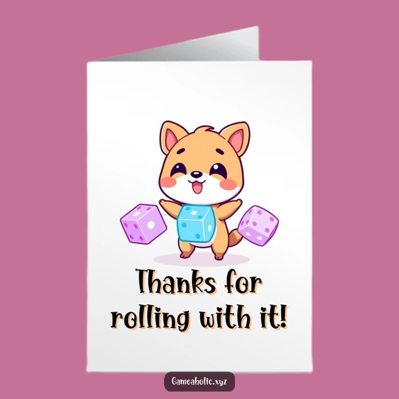 Free Printable Thank You Card: Juggling Dice Animal Thanks, Downloadable Appreciation Gift
