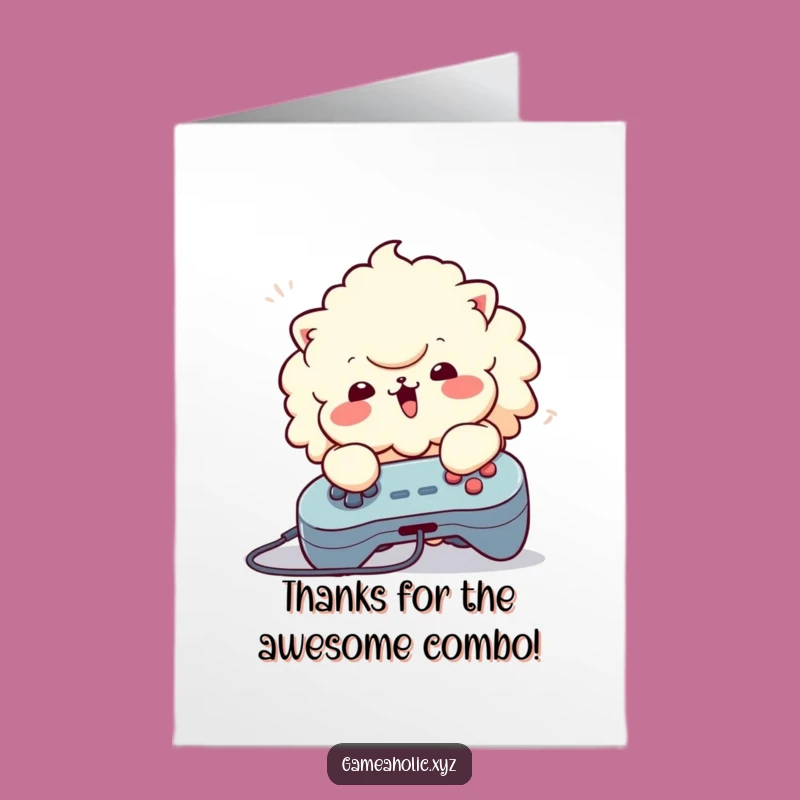 Free Printable Thank You Card: Fluffy Gamer Says Thanks, Fun Downloadable Gift!