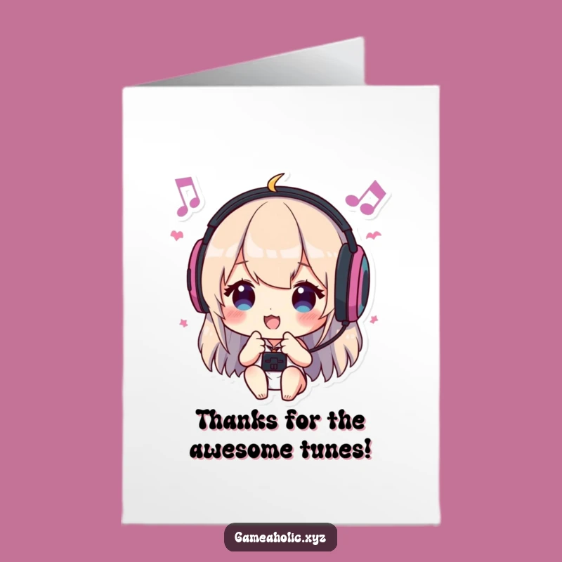 Free Printable Thank You Card: Funny Gamer Headphone Guy Grateful Downloadable Gift