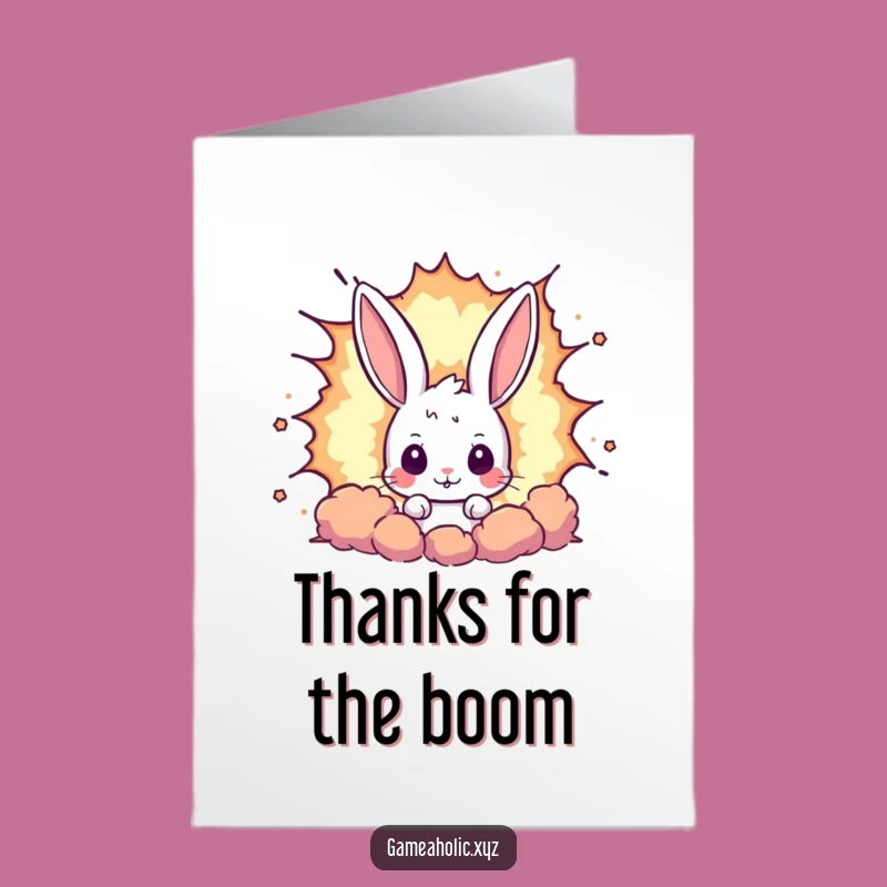 Free Printable Rabbit Exploding Thanks Card - Funny Downloadable Gratitude Gift Idea