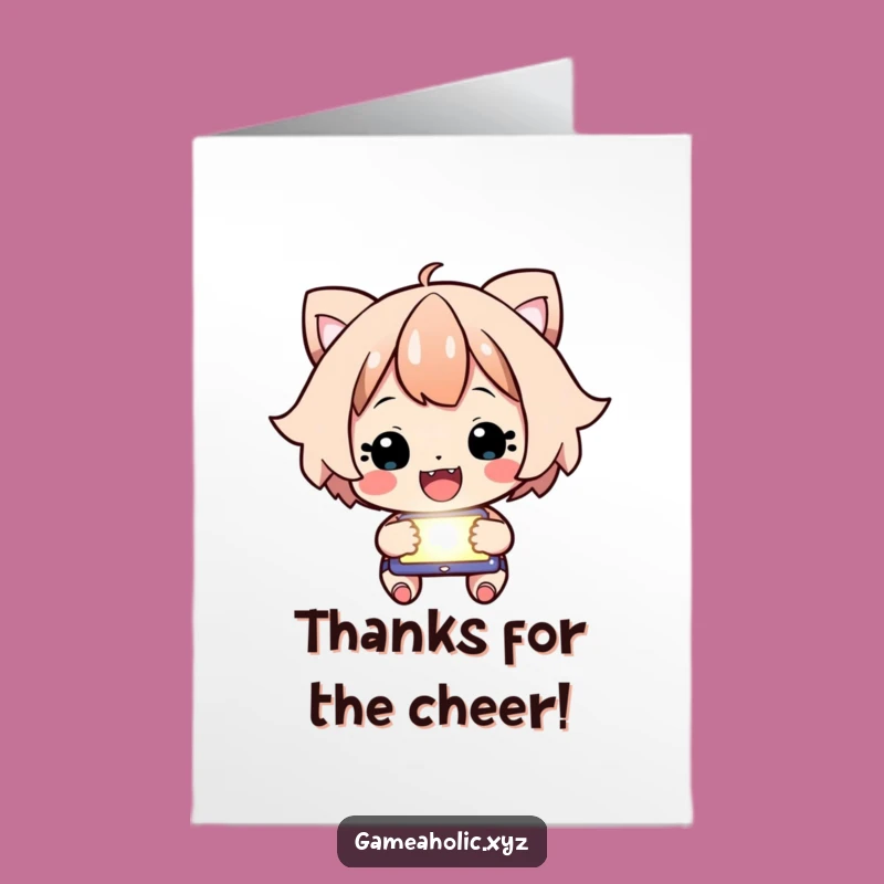 Free Printable Thank You Card: Focused Cheering Character! Downloadable Appreciative Gift