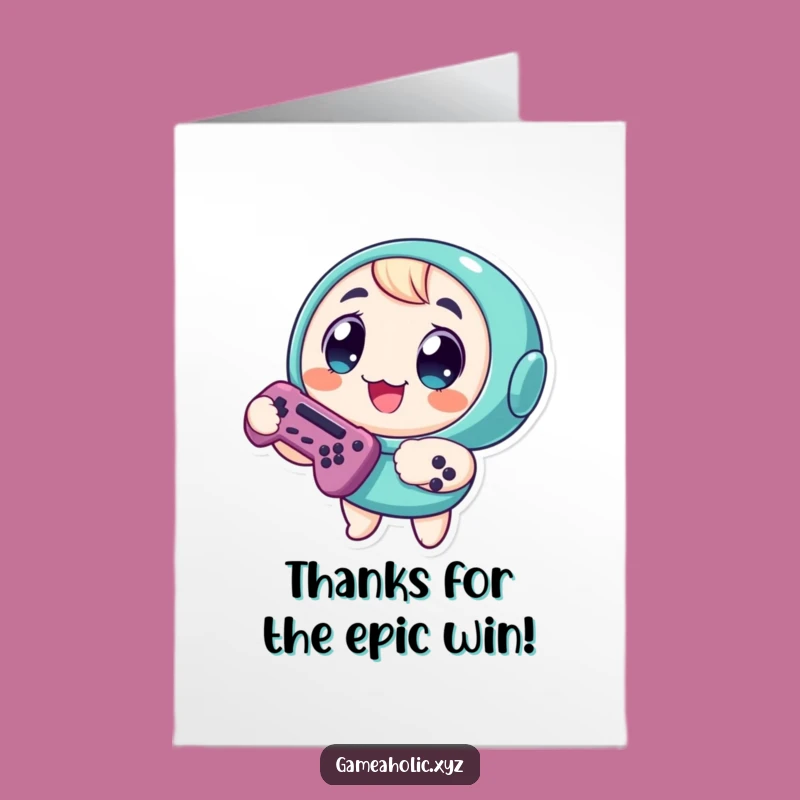 Free Printable Thank You Card: Gamer Character Expresses Gratitude, Fun Downloadable Gift!