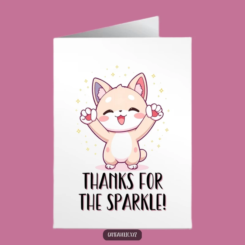 Free Printable Thank You Card: Cheering Character, Sparkly Gratitude Downloadable