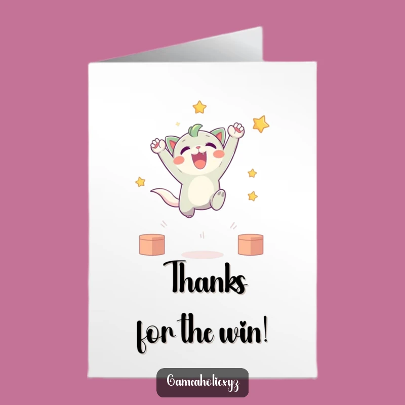 Free Printable Thank You Card: Creature Celebrates Virtual Win!